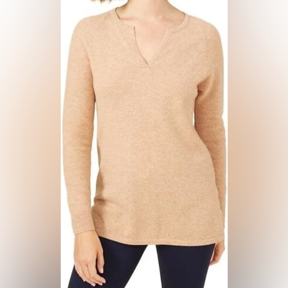 NWT J. McLaughlin Cashmere V-Neck Long Sleeve Women's Sweater - Tan